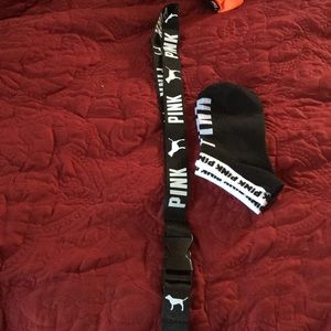VS pink keychain and sock set